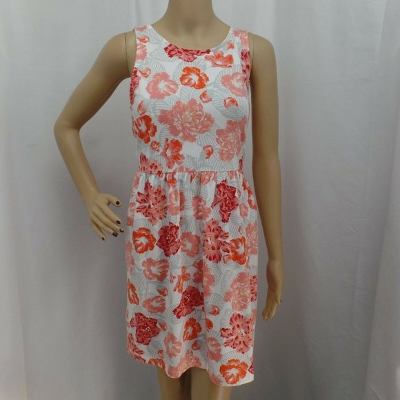 "LOFT" MULTICOLOR FLORAL PRINT SLEEVELESS A-LINE DRESS SIZE: LP NWT - Picture 1 of 4